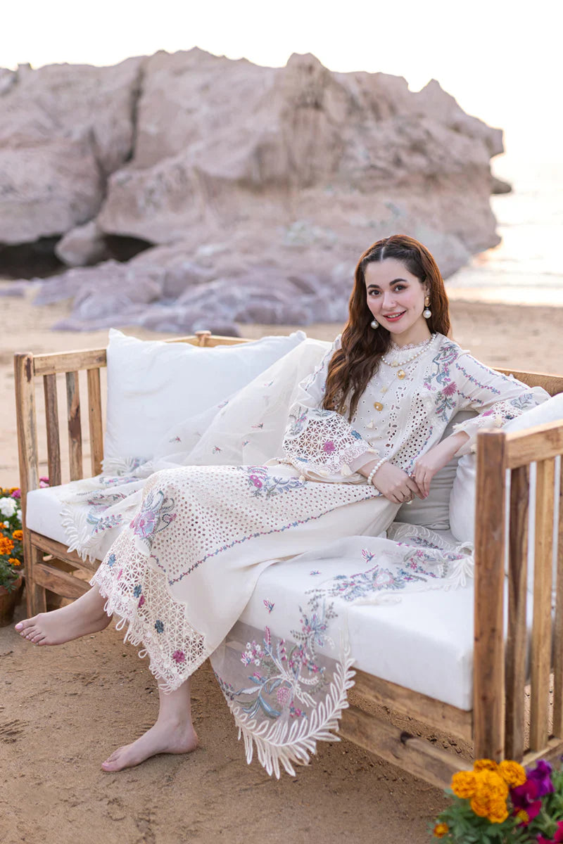 QALAMKAR Chikenkari Lawn 3PC Embroidered With Organza Embroidered Dupatta-455