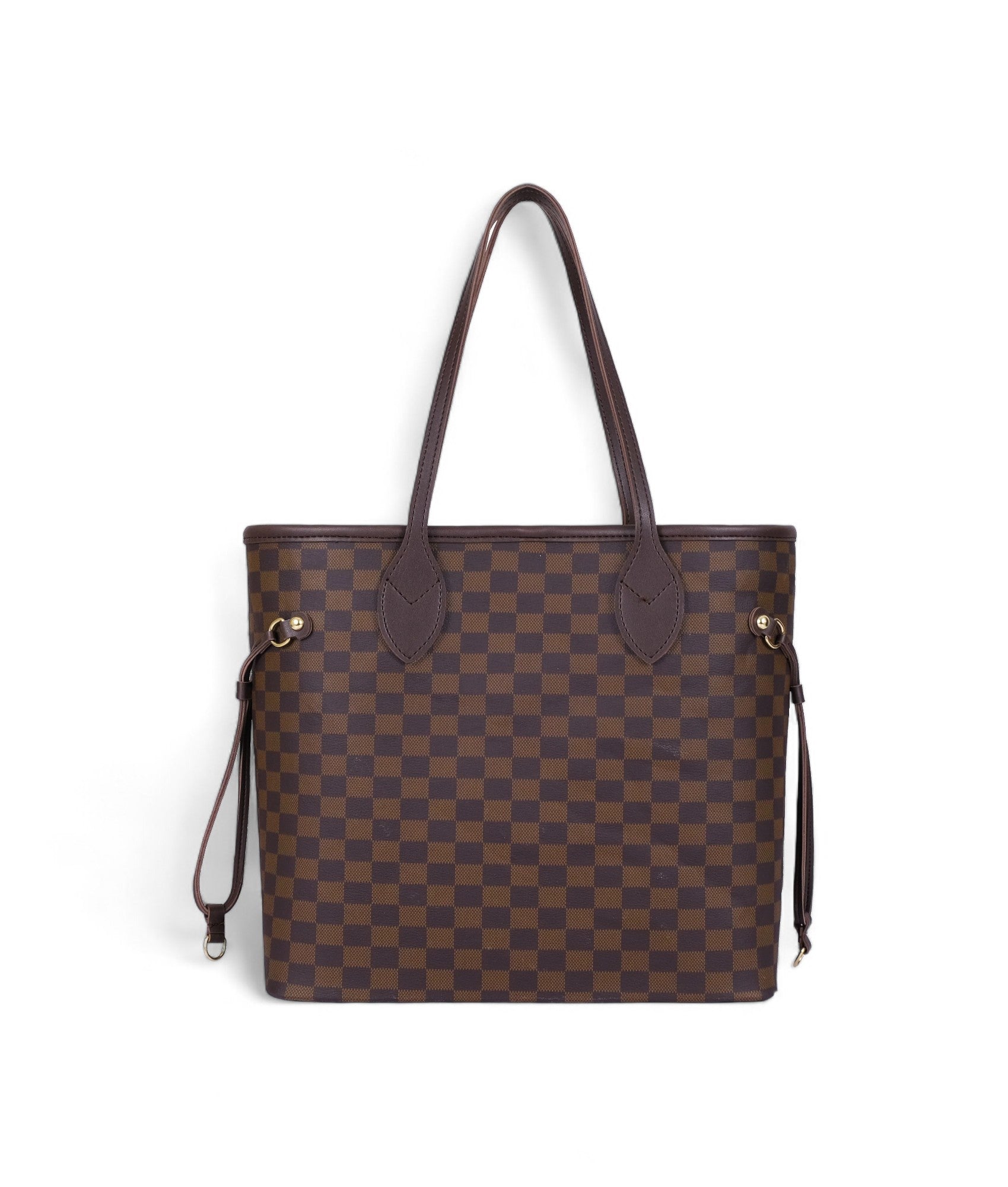 Dark brown checkered neverfull tote bag