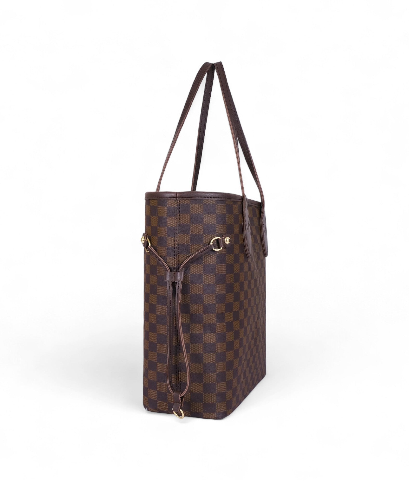 Dark brown checkered neverfull tote bag