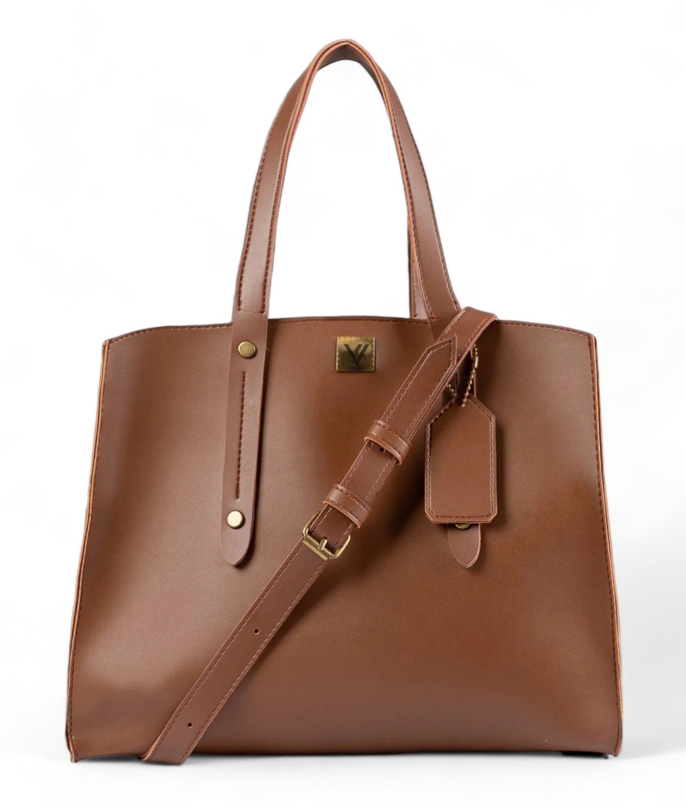 Brown Multi Compartment Satchel Bag