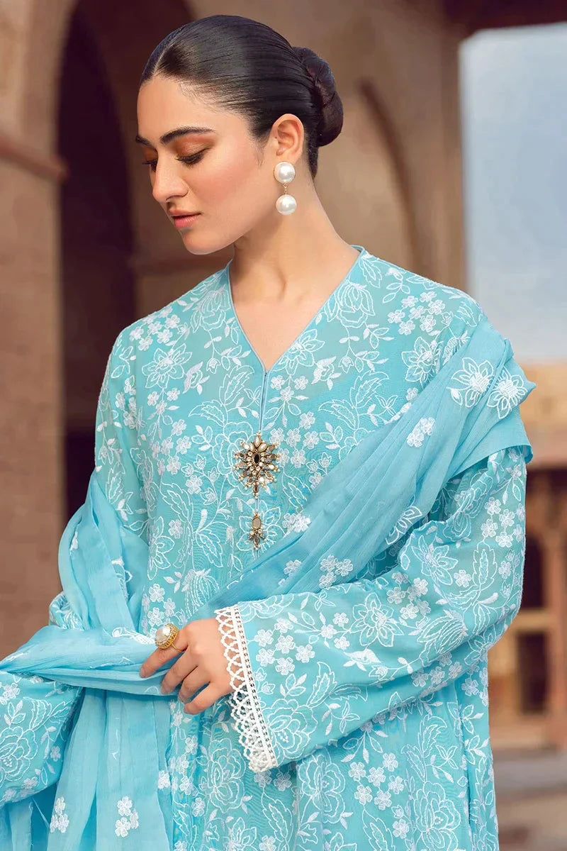 Bareeze Linen 3PC Embroidered With Chiffon Embroidered Dupatta-674