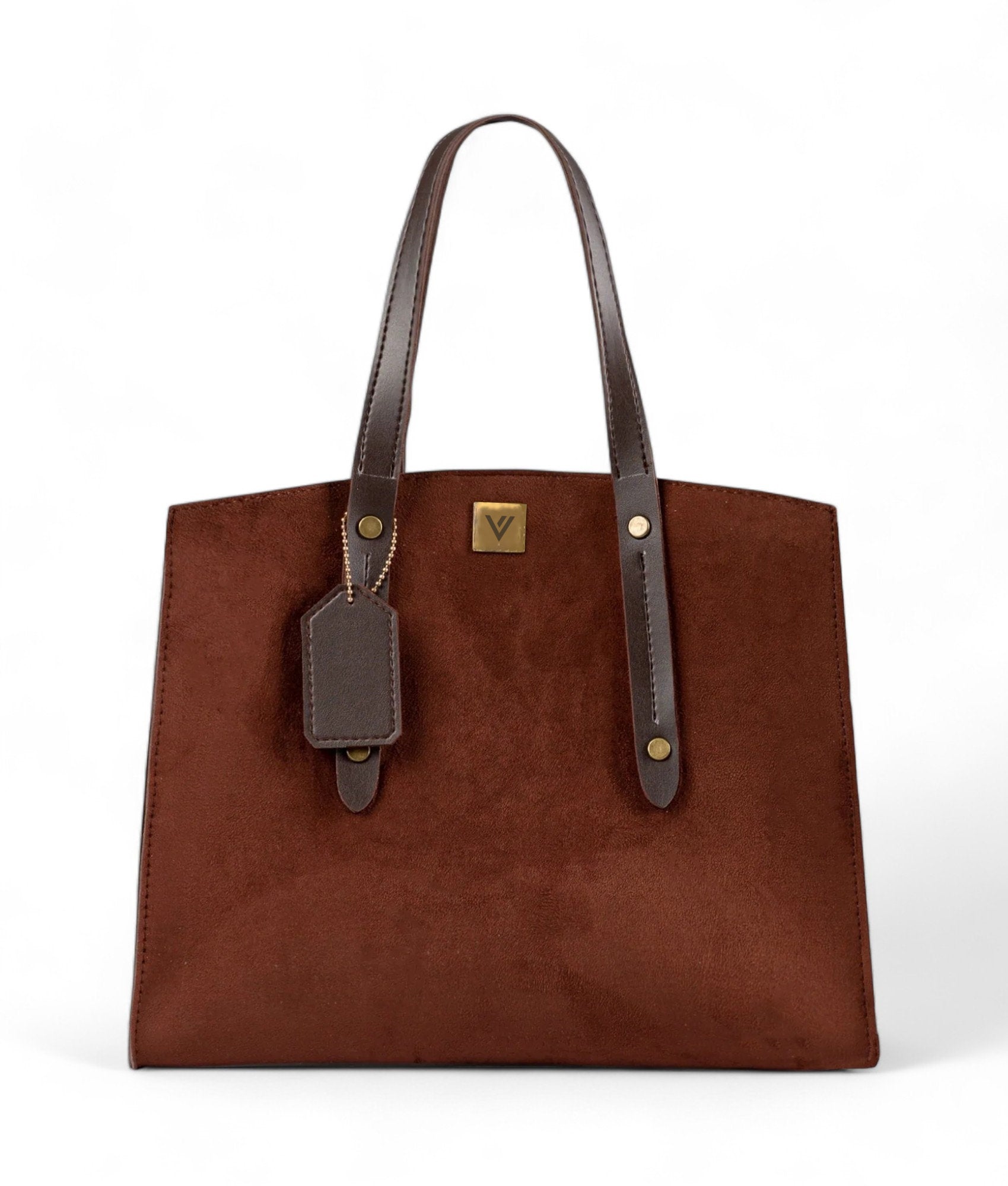 Brown Suede Multi Compartment Satchel Bag