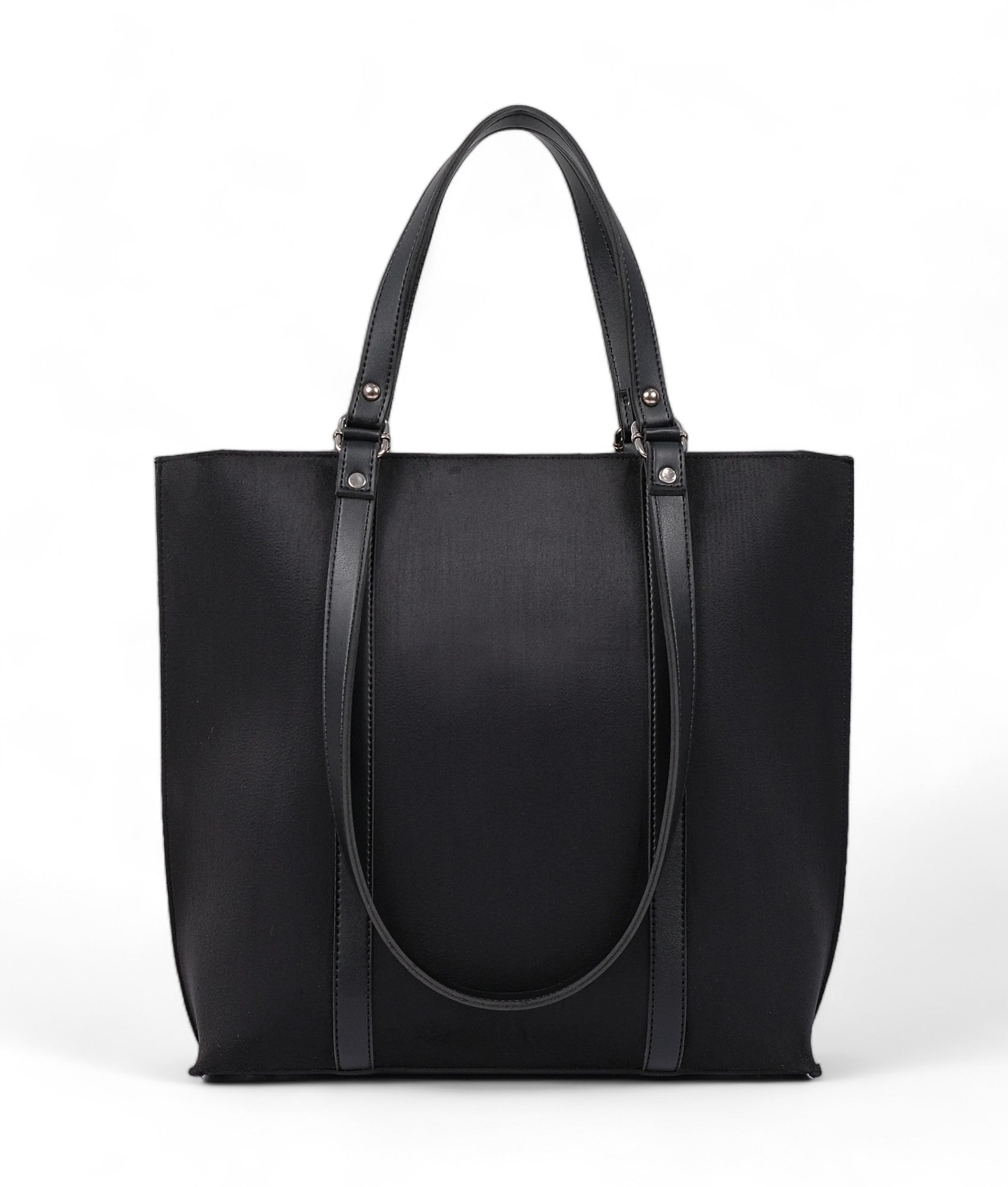 Black Suede Double Handle Tote Bag