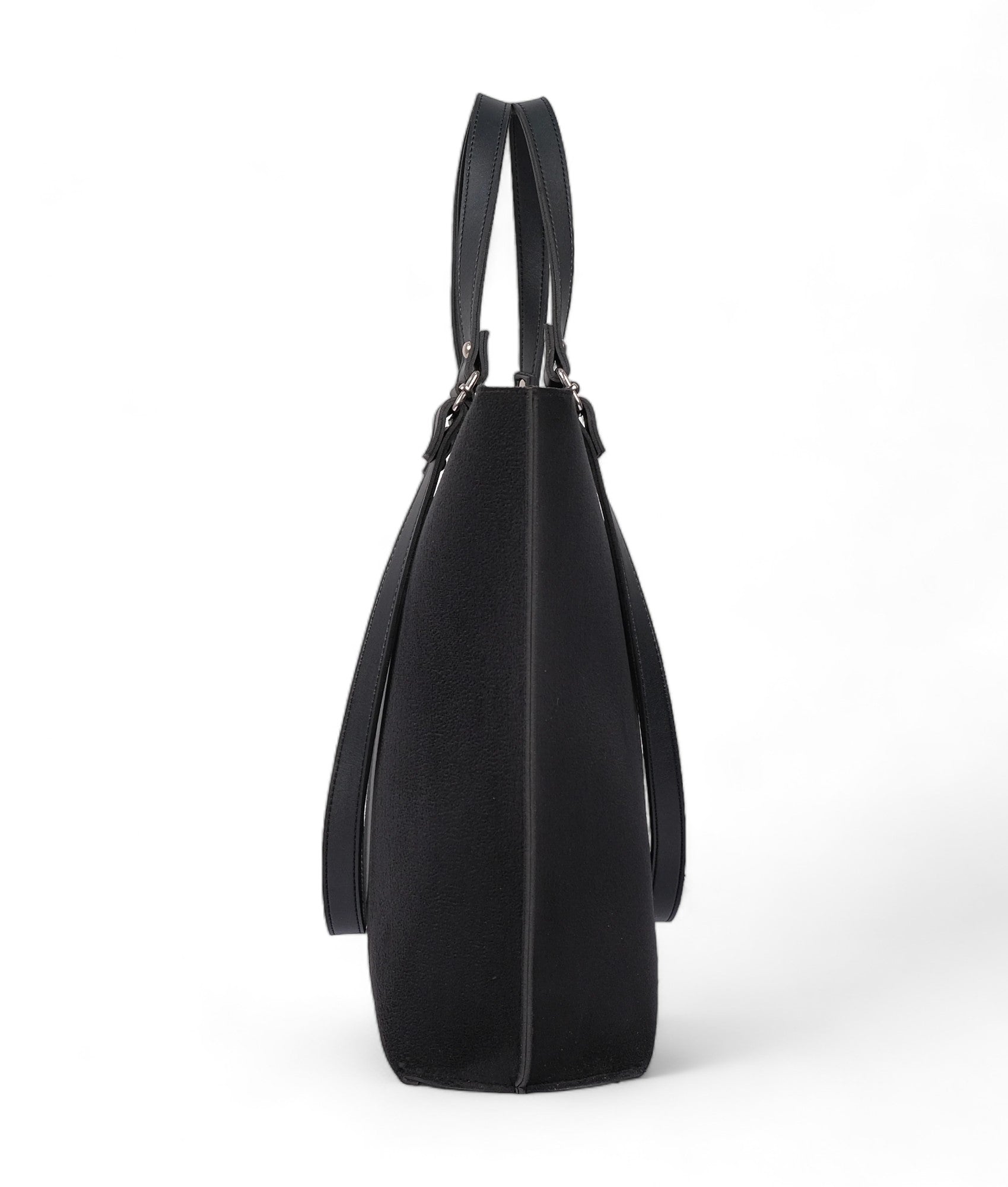 Black Suede Double Handle Tote Bag