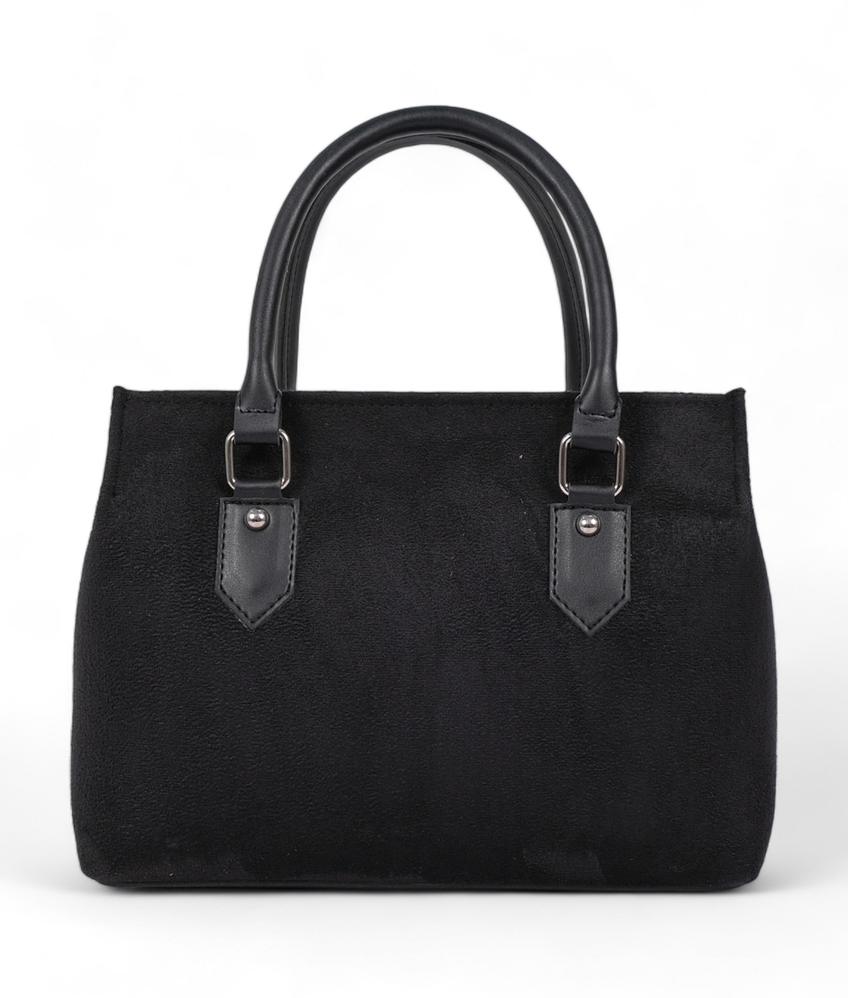 Black Suede Small Satchel Bag