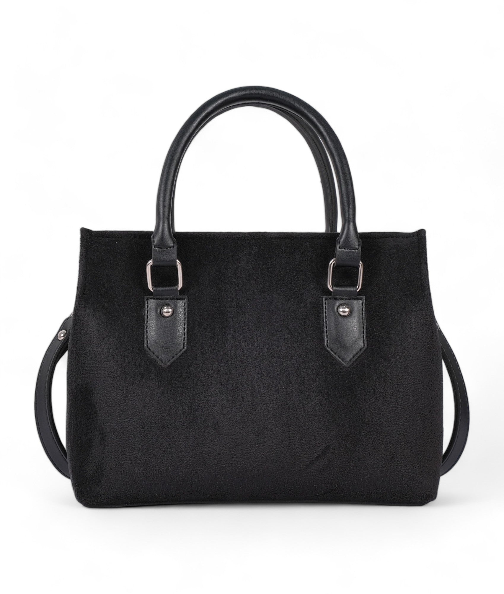 Black Suede Small Satchel Bag