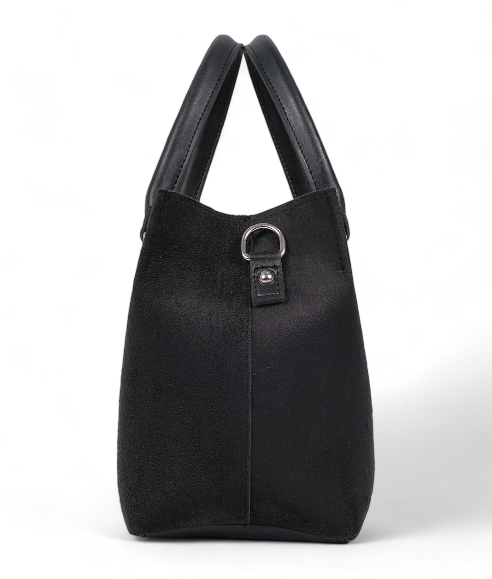 Black Suede Small Satchel Bag