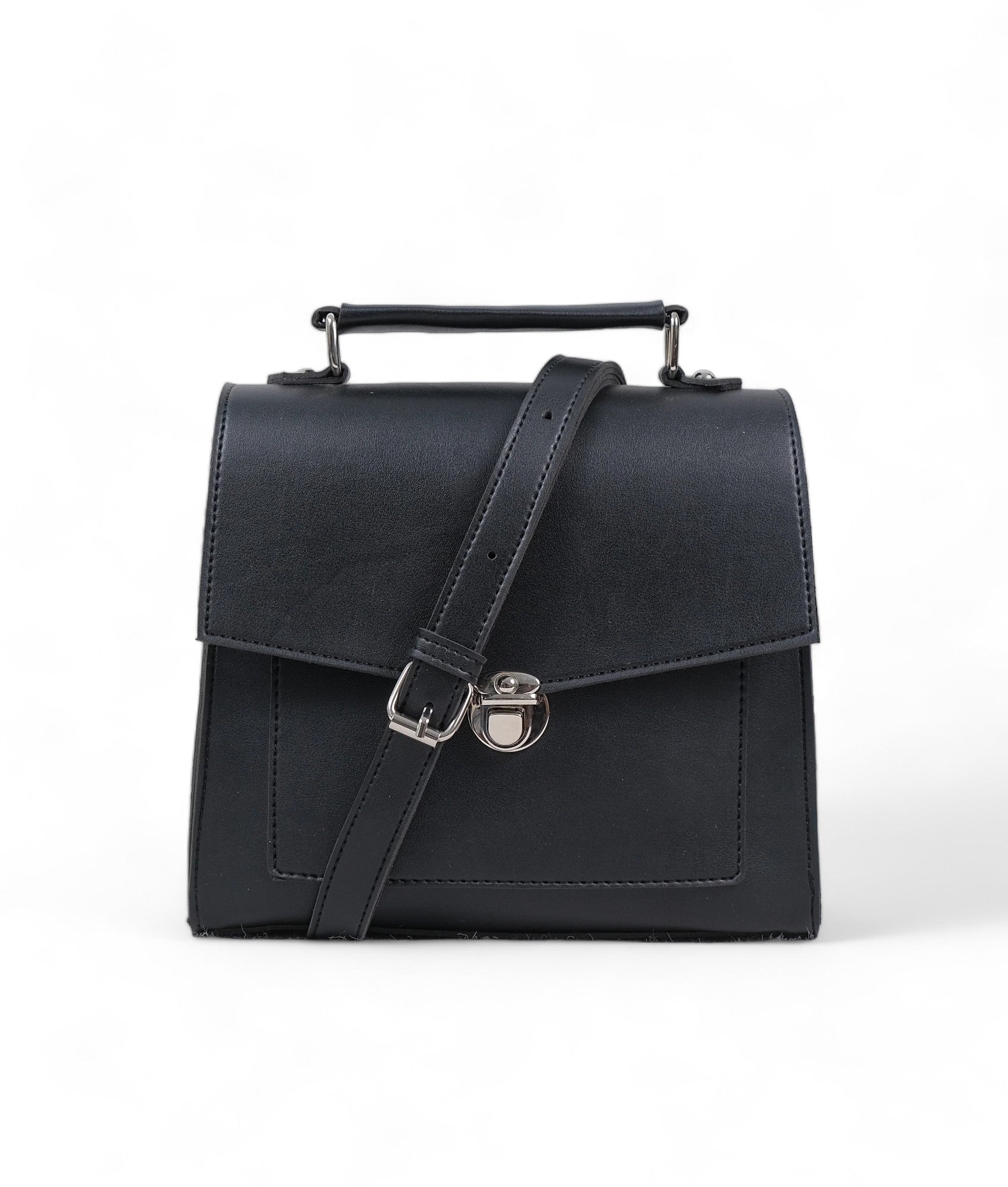 Black Push-Lock Messenger Bag