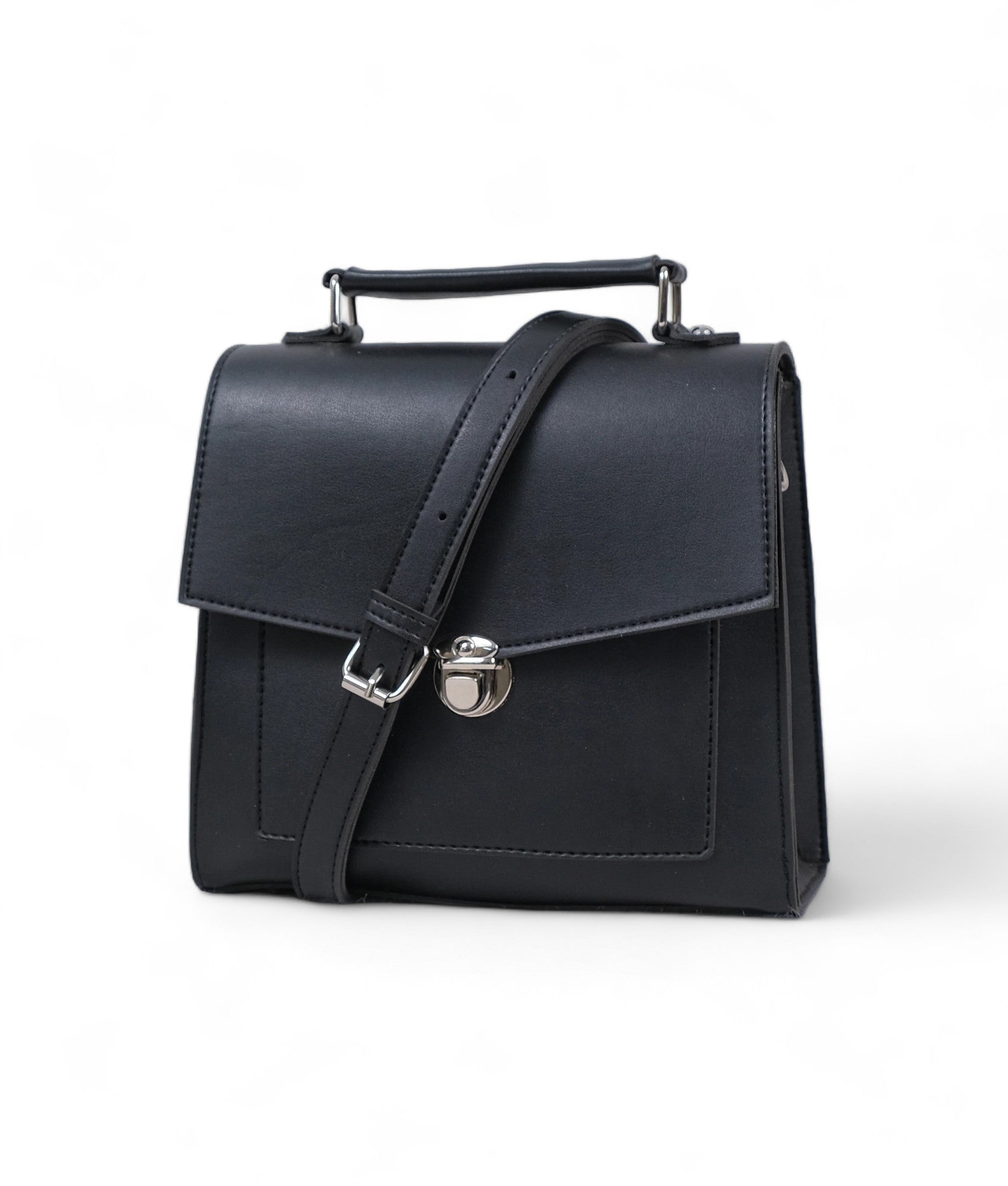 Black Push-Lock Messenger Bag