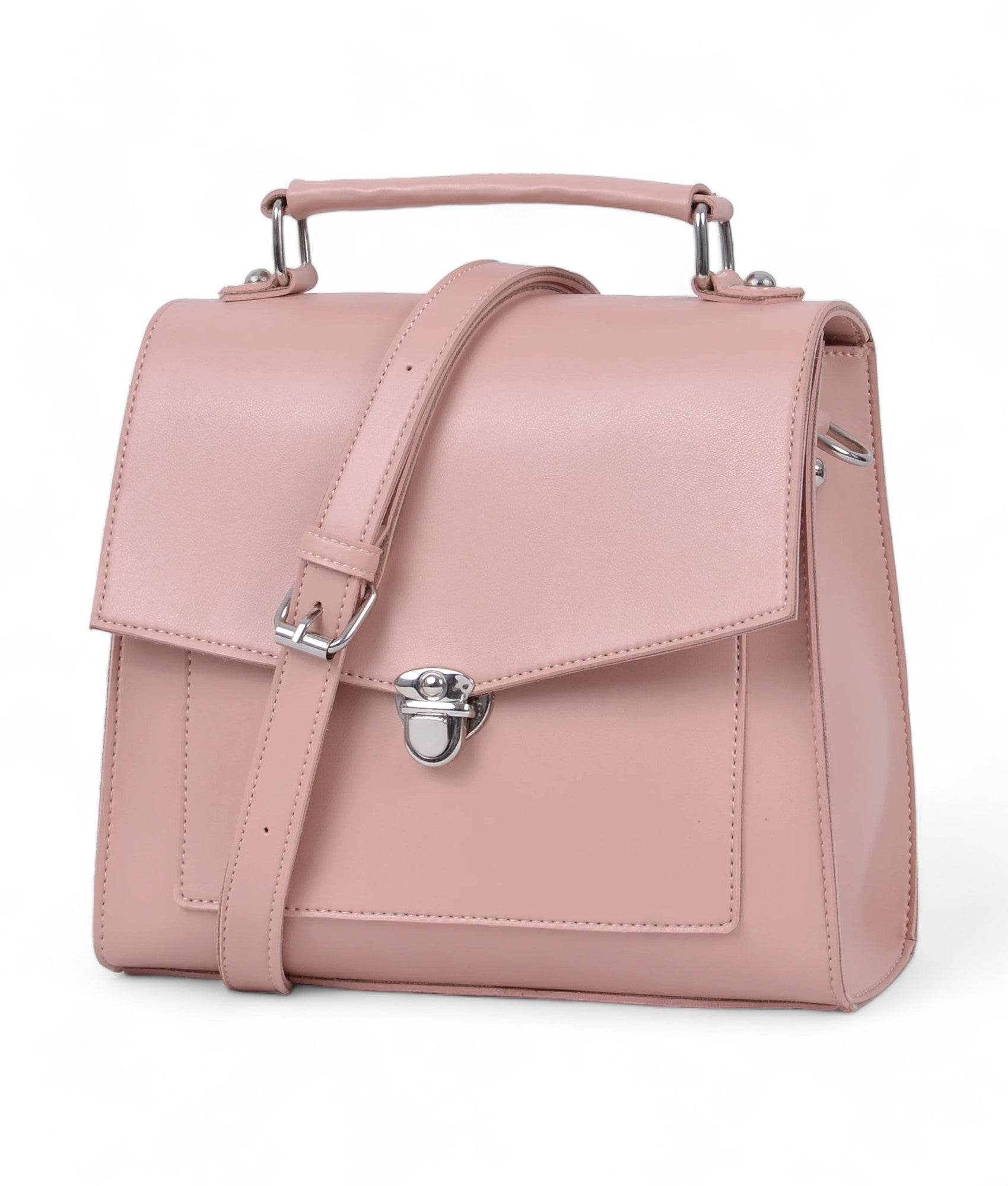 Peach Push-Lock Messenger Bag