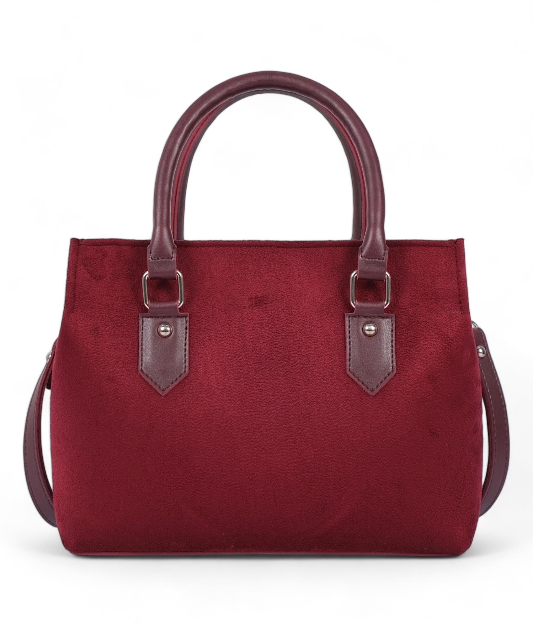 Burgundy Suede Small Satchel Bag