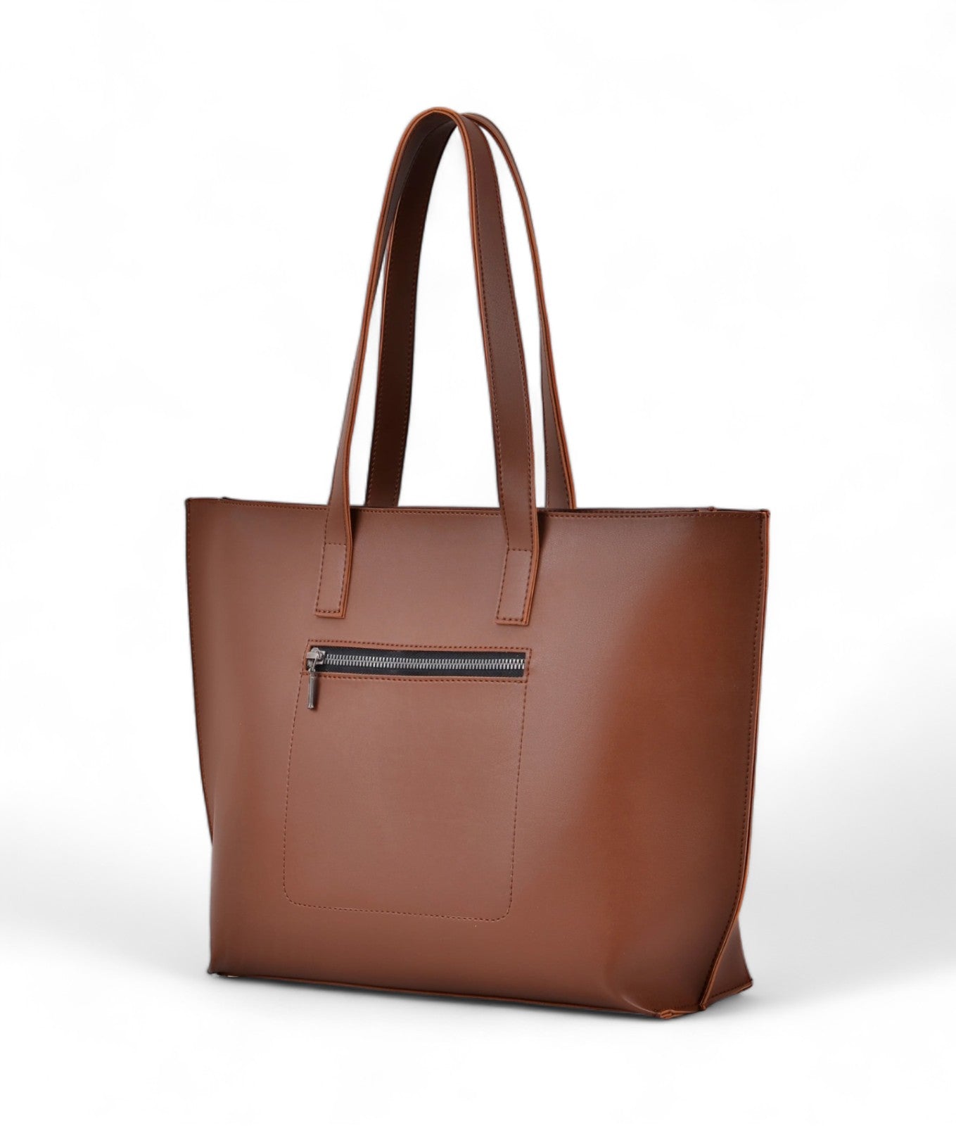 Brown-Stone Long Handle Tote Bag