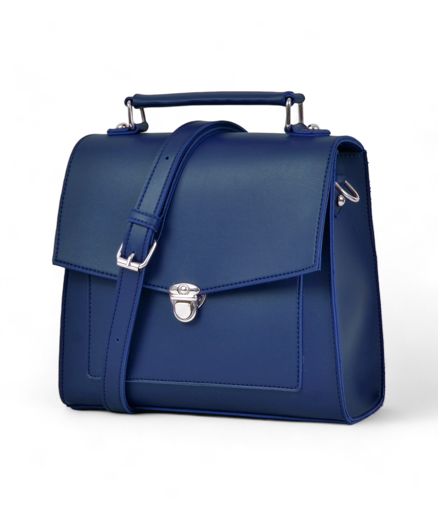 Blue Push-Lock Messenger Bag