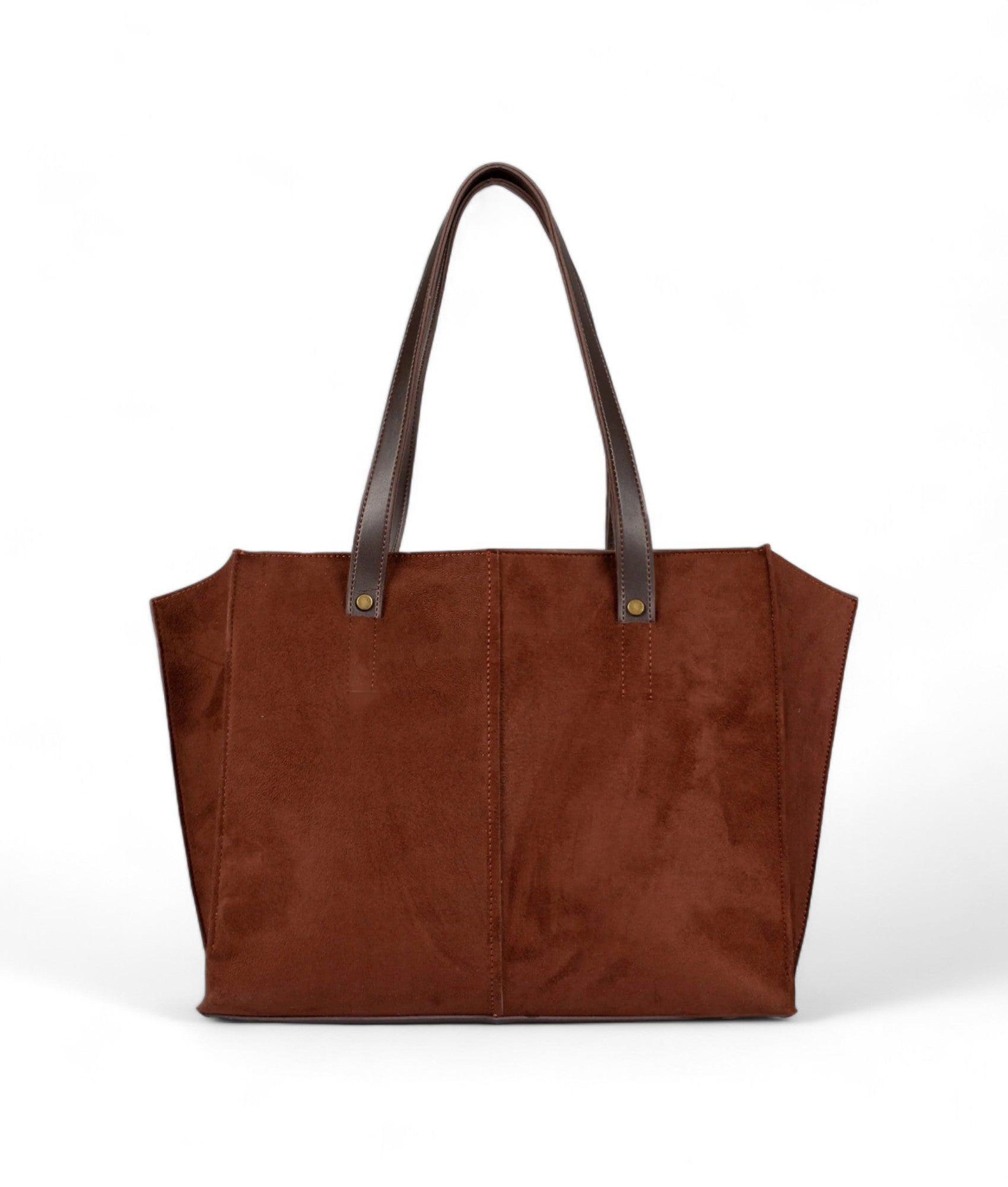 Brown Suede Over The Shoulder Tote Bag