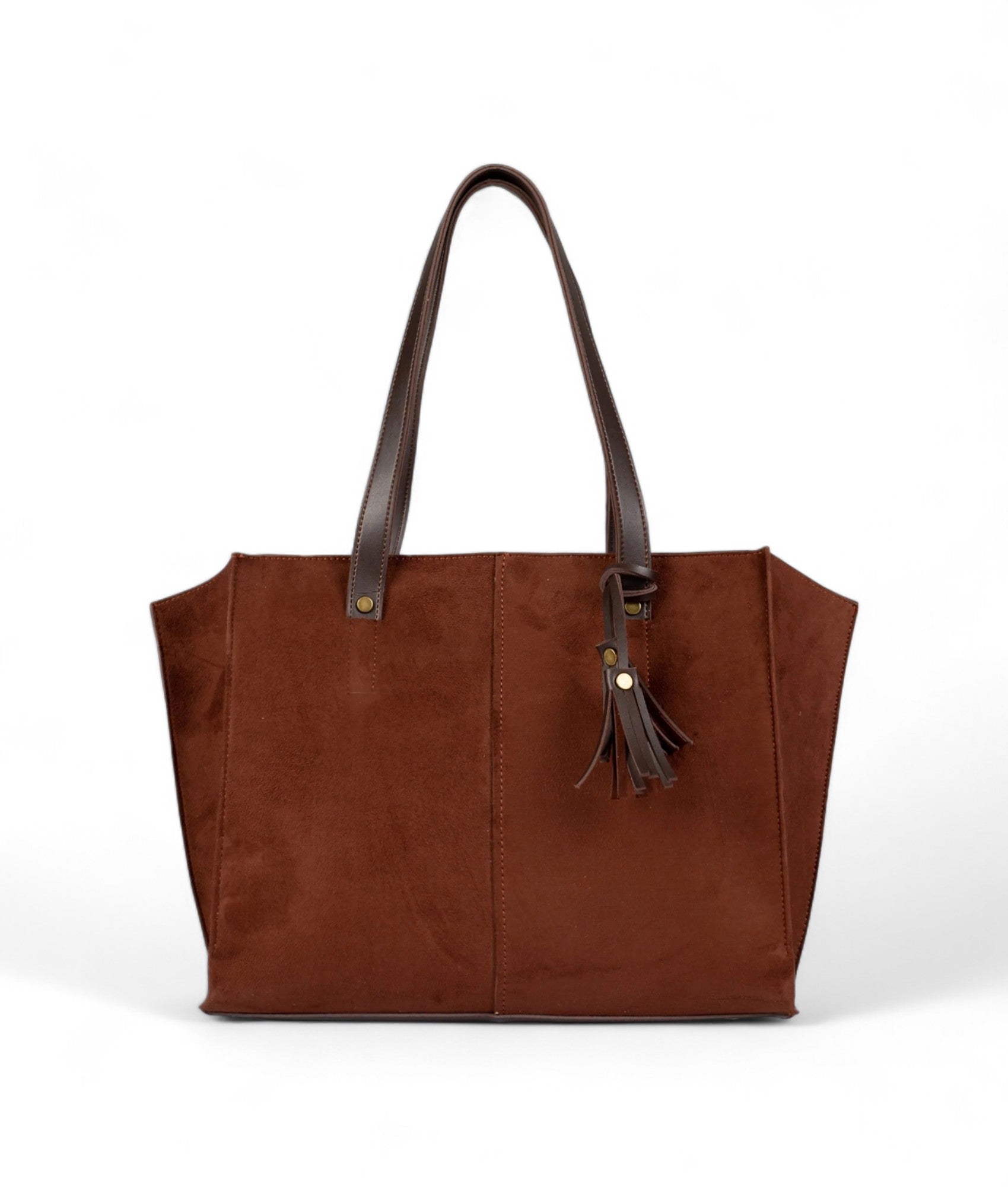 Brown Suede Over The Shoulder Tote Bag