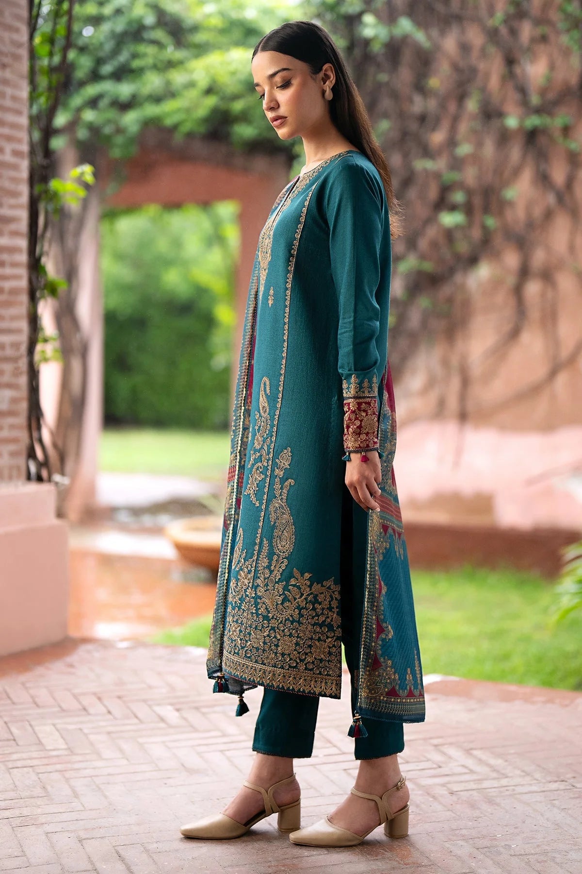 Jazmin Dhanak 3PC Embroidered With Digital Printed Wool Shawl-286