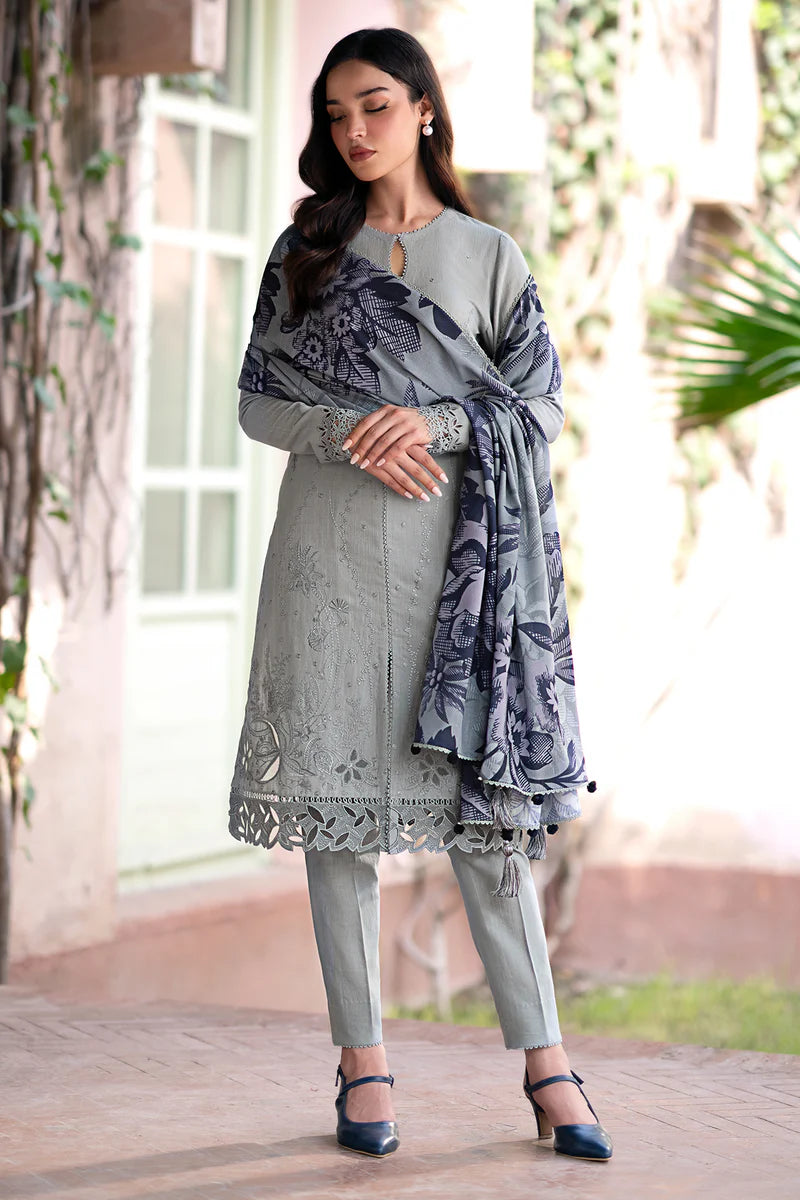 Jazmin Dhanak 3PC Embroidered With Digital Printed Wool Shawl-284