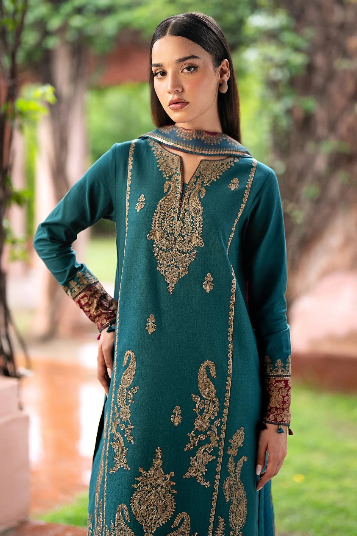 Jazmin Dhanak 3PC Embroidered With Digital Printed Wool Shawl-286