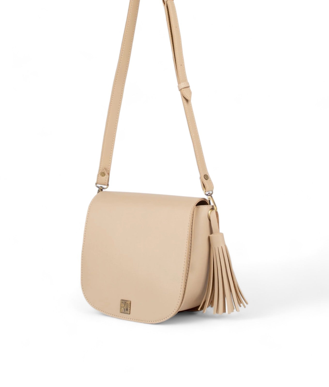 Beige Foldover Saddle Bag