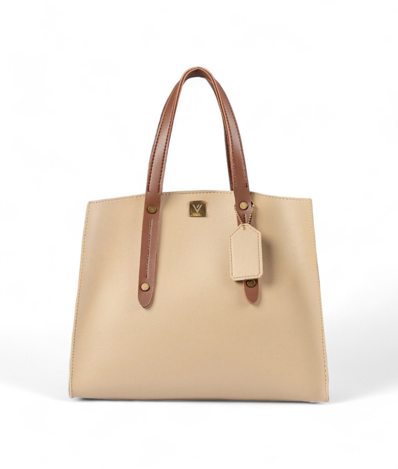 Beige Multi Compartment Satchel Bag