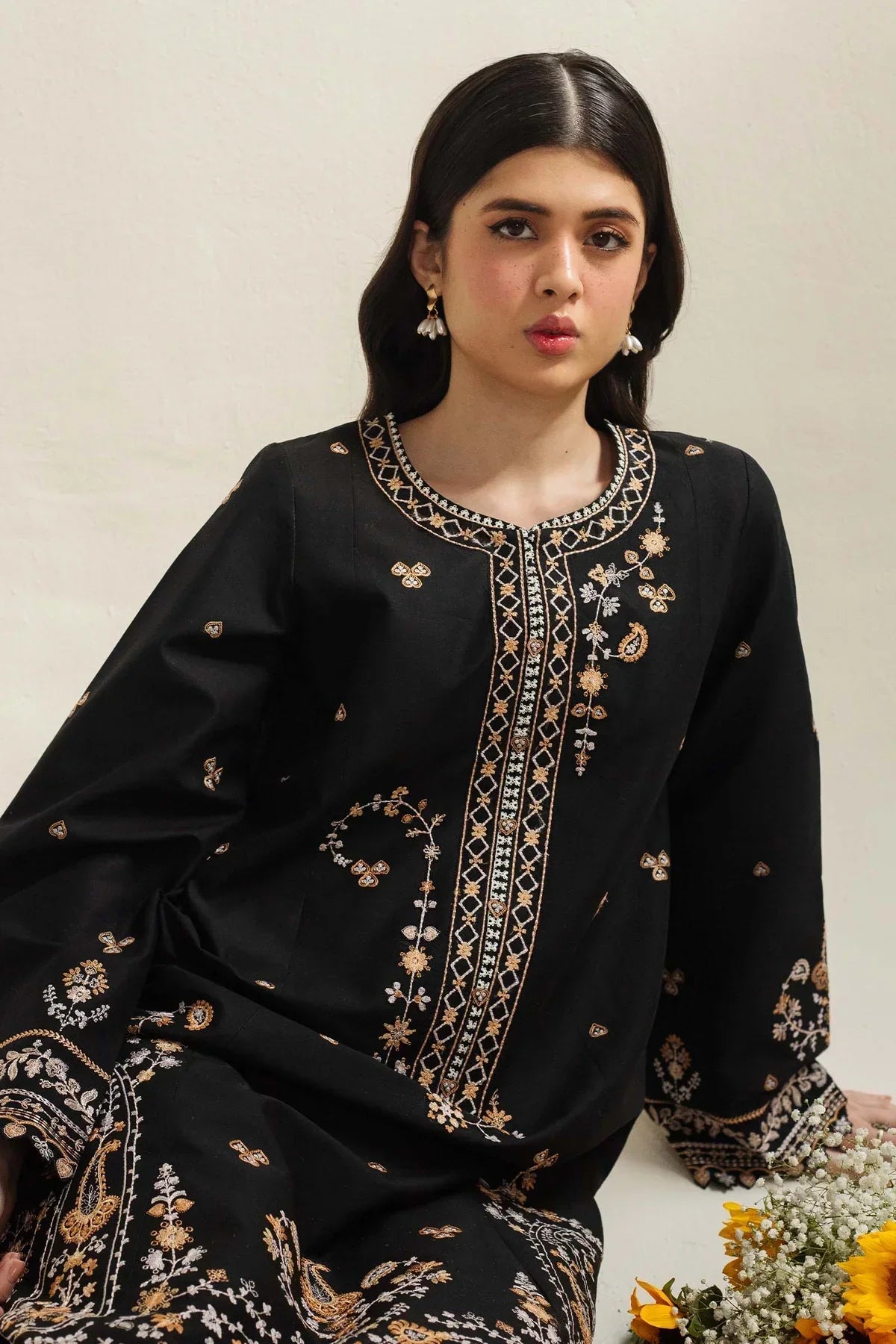 ZARA SHAHJAHAN 3PC Lawn Embroidered Shirt With Printed Dupatta-490