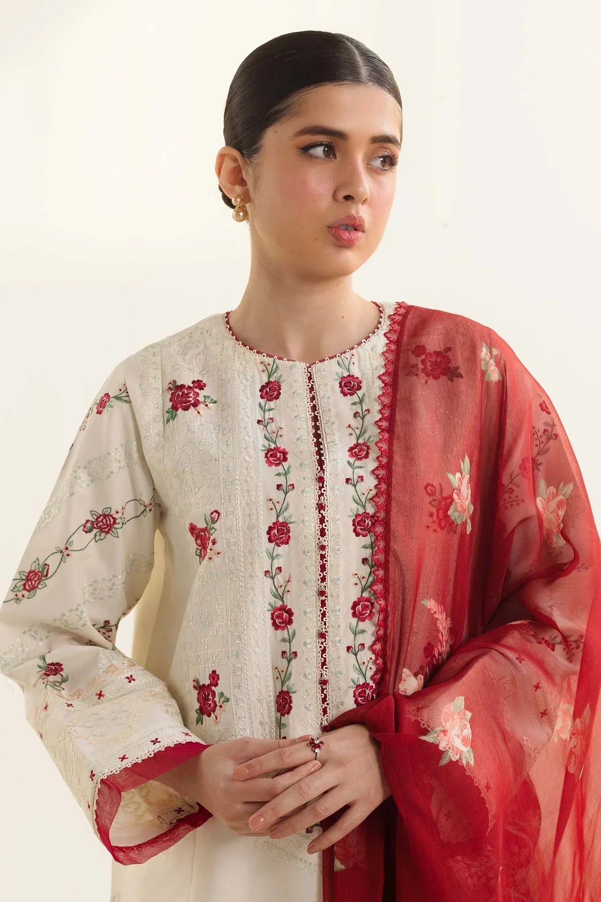 ZARA SHAHJAHAN 3PC Lawn Embroidered Shirt With Printed Dupatta-494