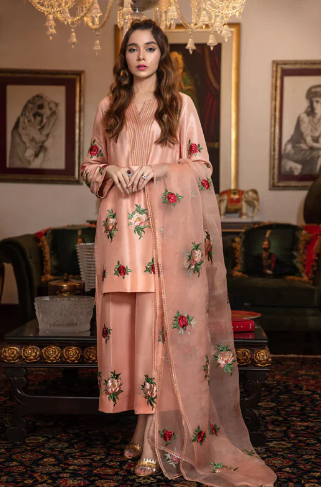 Maria B Silk 3PC Embroidered With Organza Embroidered Dupatta-1314