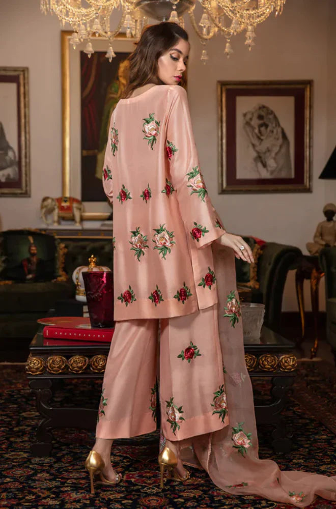 Maria B Silk 3PC Embroidered With Organza Embroidered Dupatta-1314