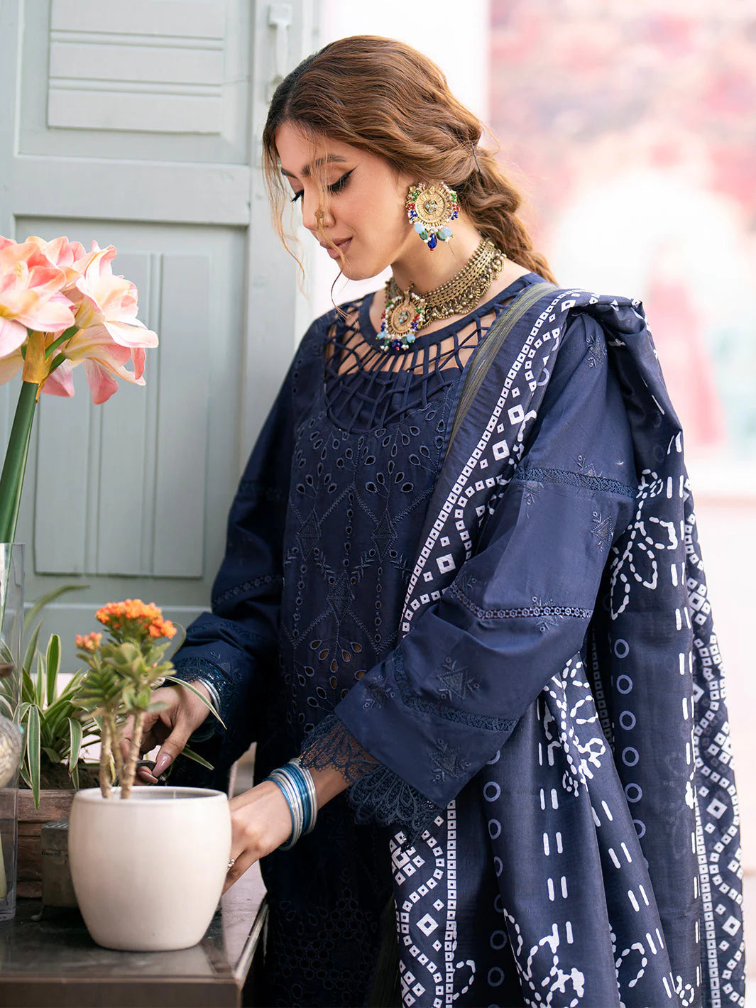 Qalamkar Dhanak 3PC Embroidered BN - 118