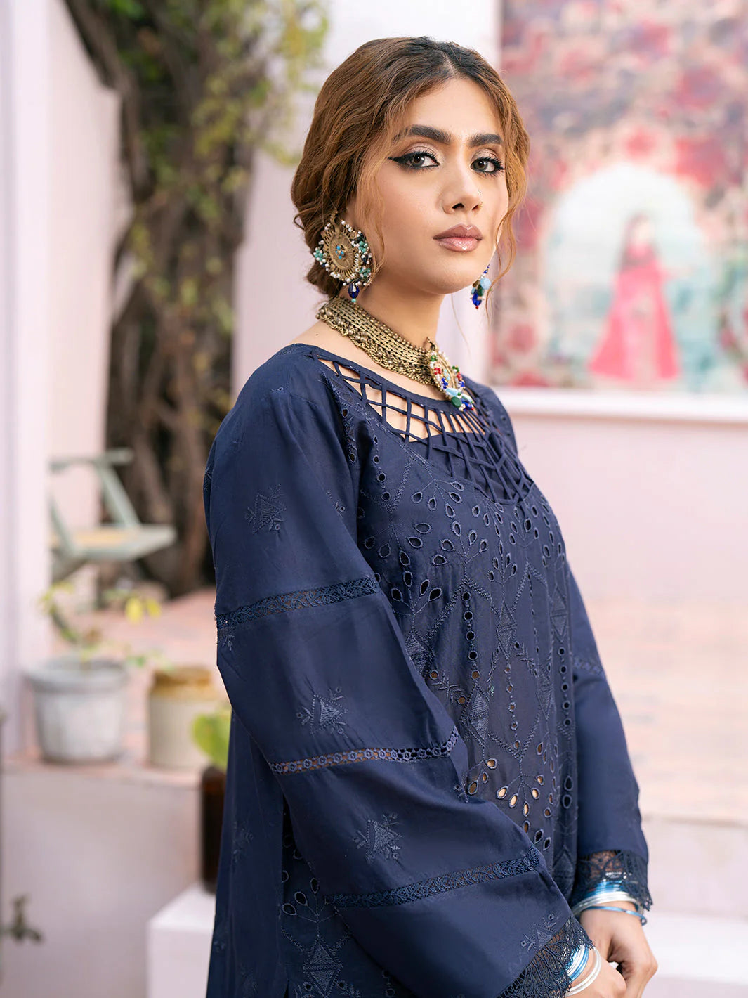 Qalamkar Dhanak 3PC Embroidered BN - 118