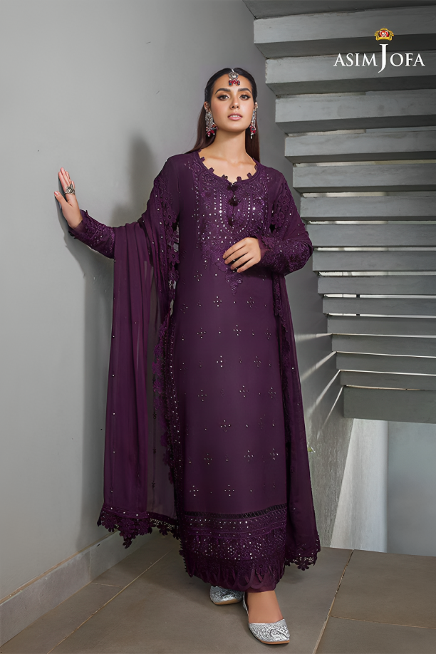 Asim Jofa Linen 3PC Embroidered With Embroidered Dupatta-268