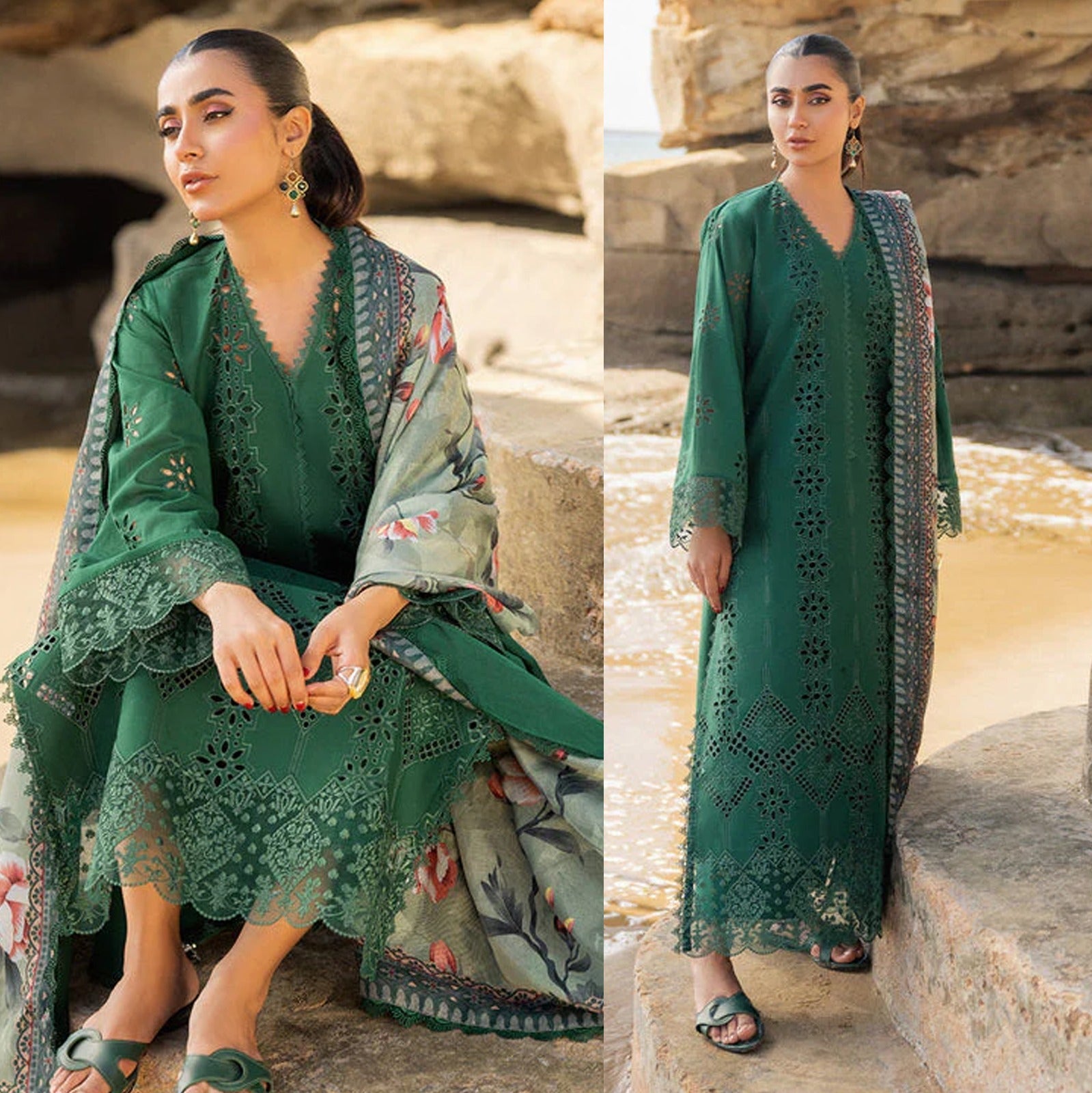 ZAINAB CHOTTANI 3PC Luxury Lawn Chikankri Embroidered With Printed Dupatta-453