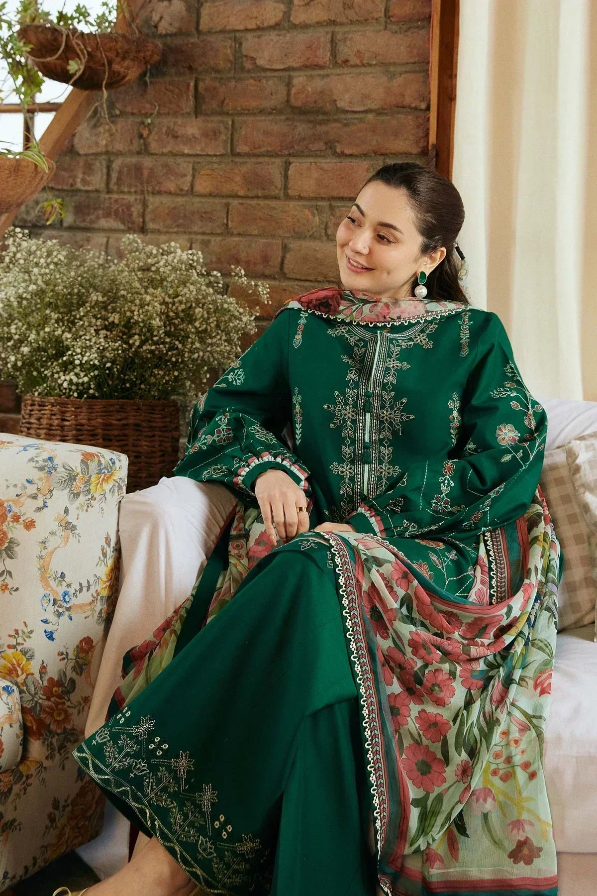 ZARA SHAHJAHAN 3PC Lawn Embroidered Shirt With Printed Dupatta-491