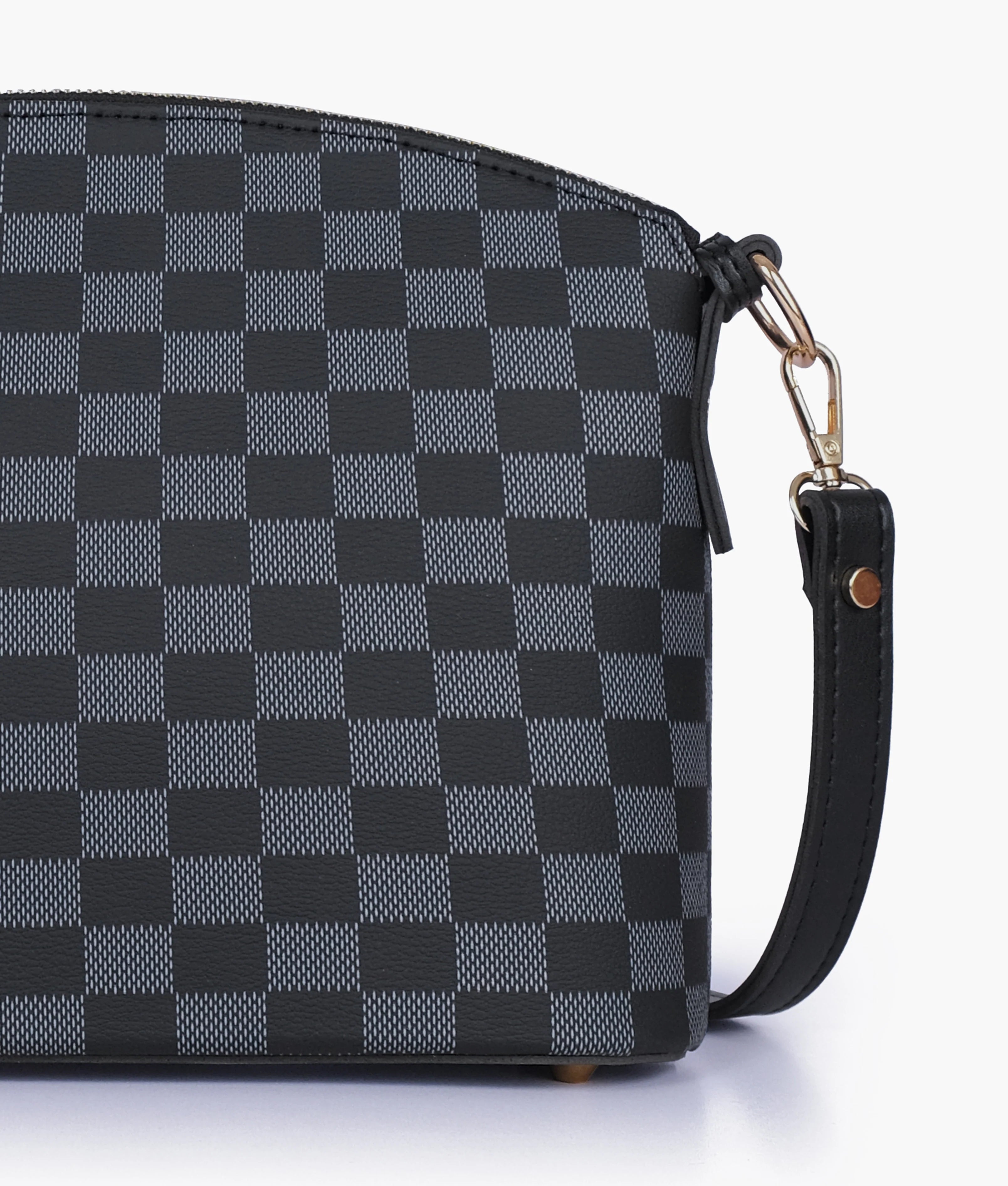 Black checkered cross-body bag