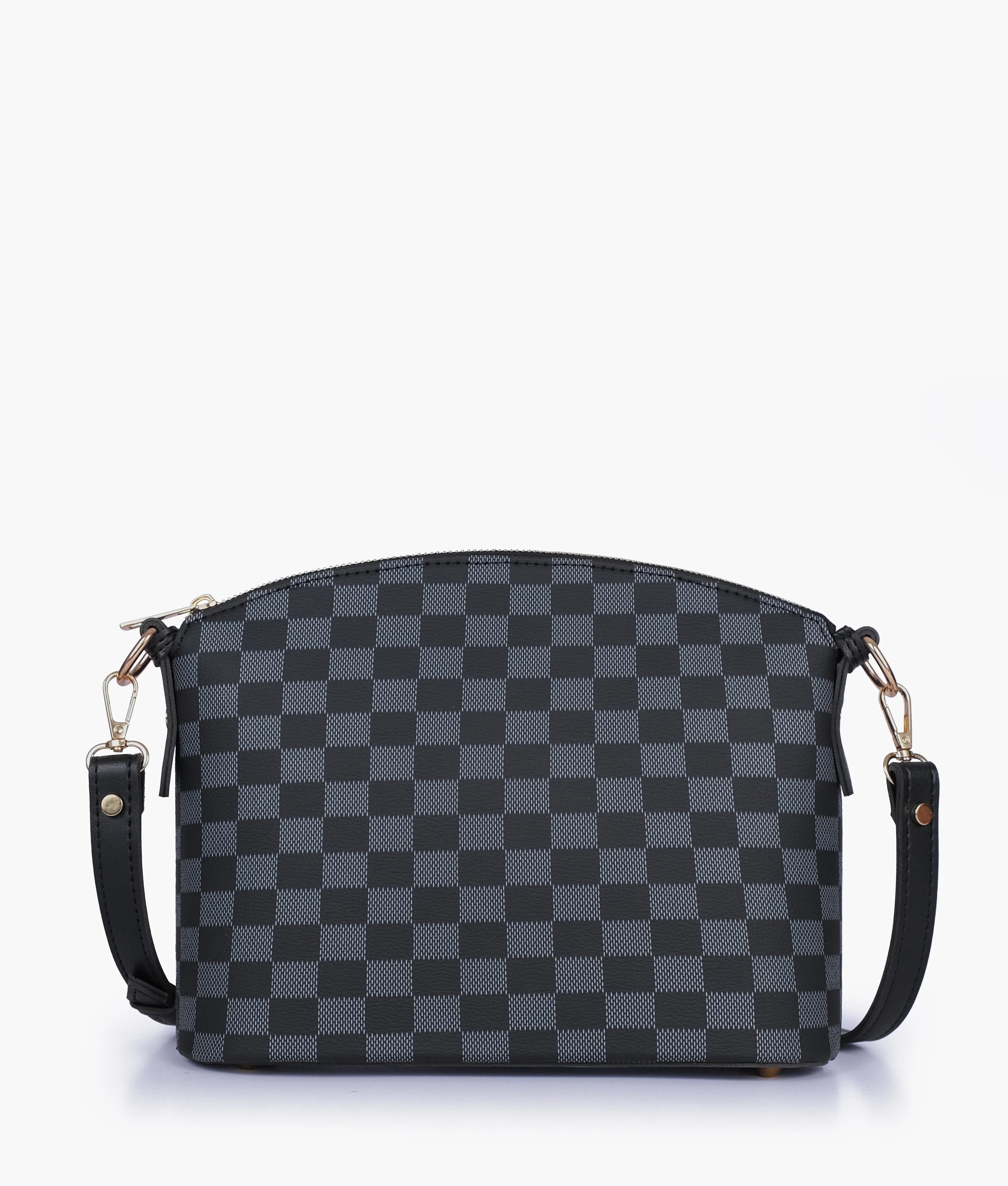 Black checkered cross-body bag