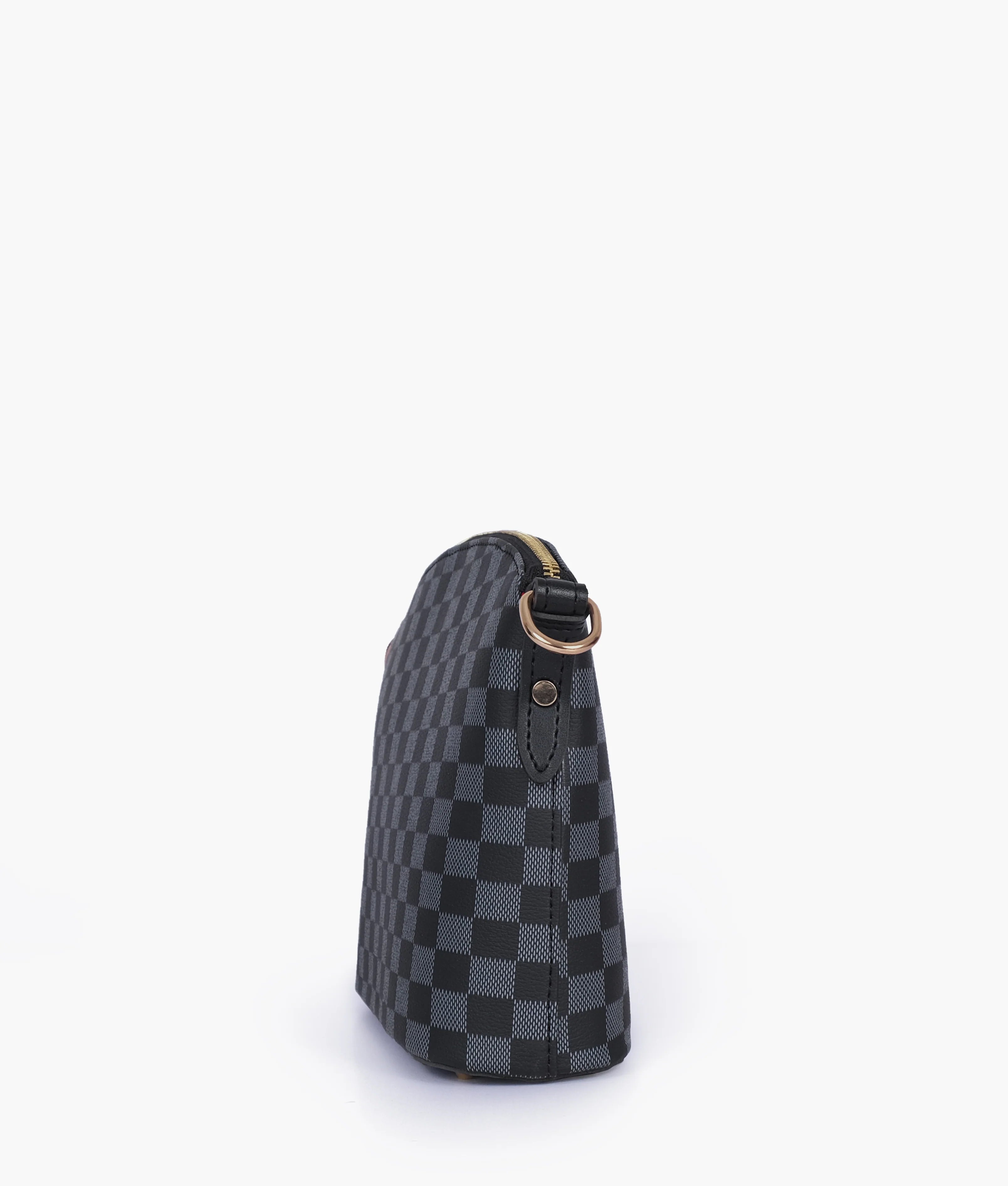 Black checkered cross-body bag