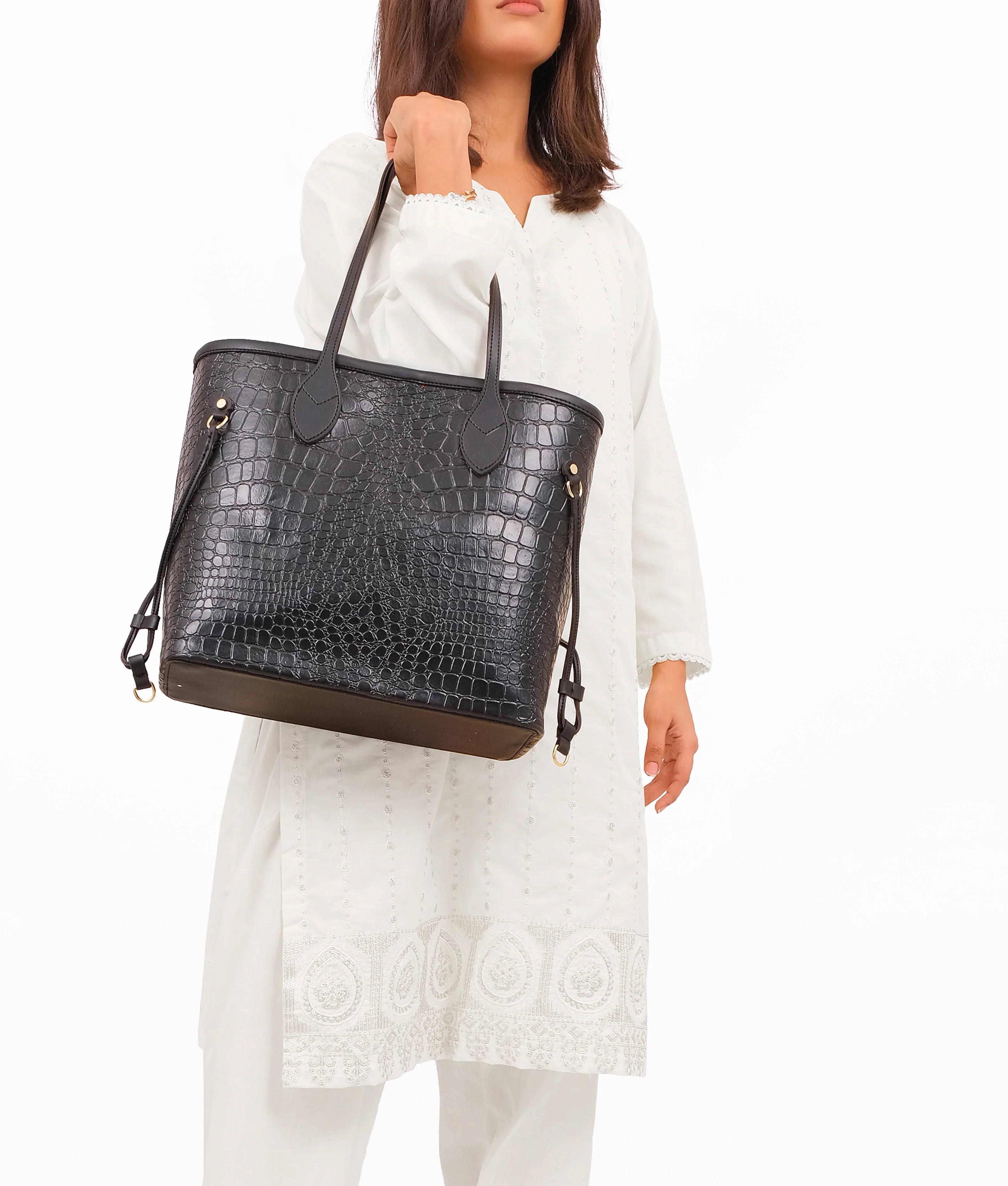 Black Croc neverfull tote bag