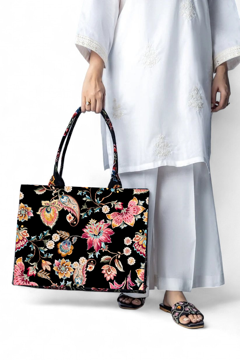 Floral Fantasy Print Tote Bag