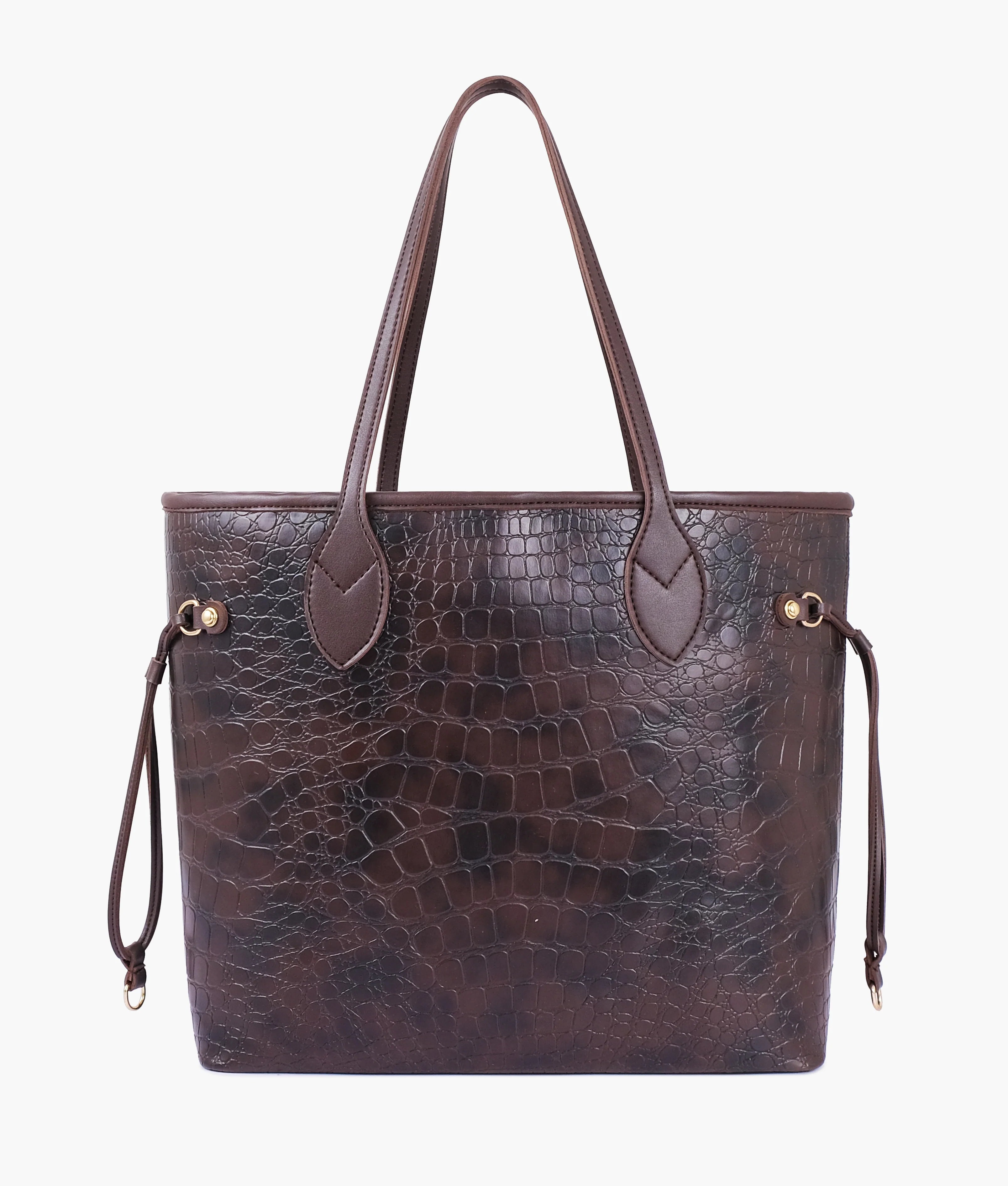 Dark Brown Croc neverfull tote bag