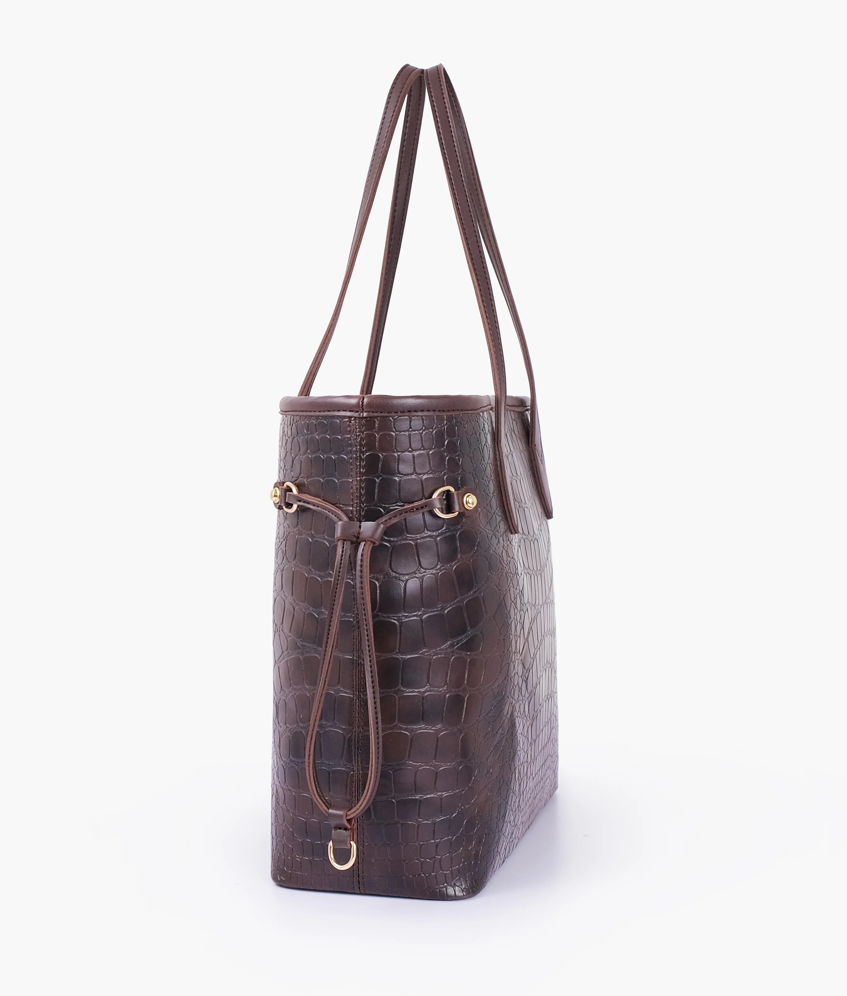 Dark Brown Croc neverfull tote bag