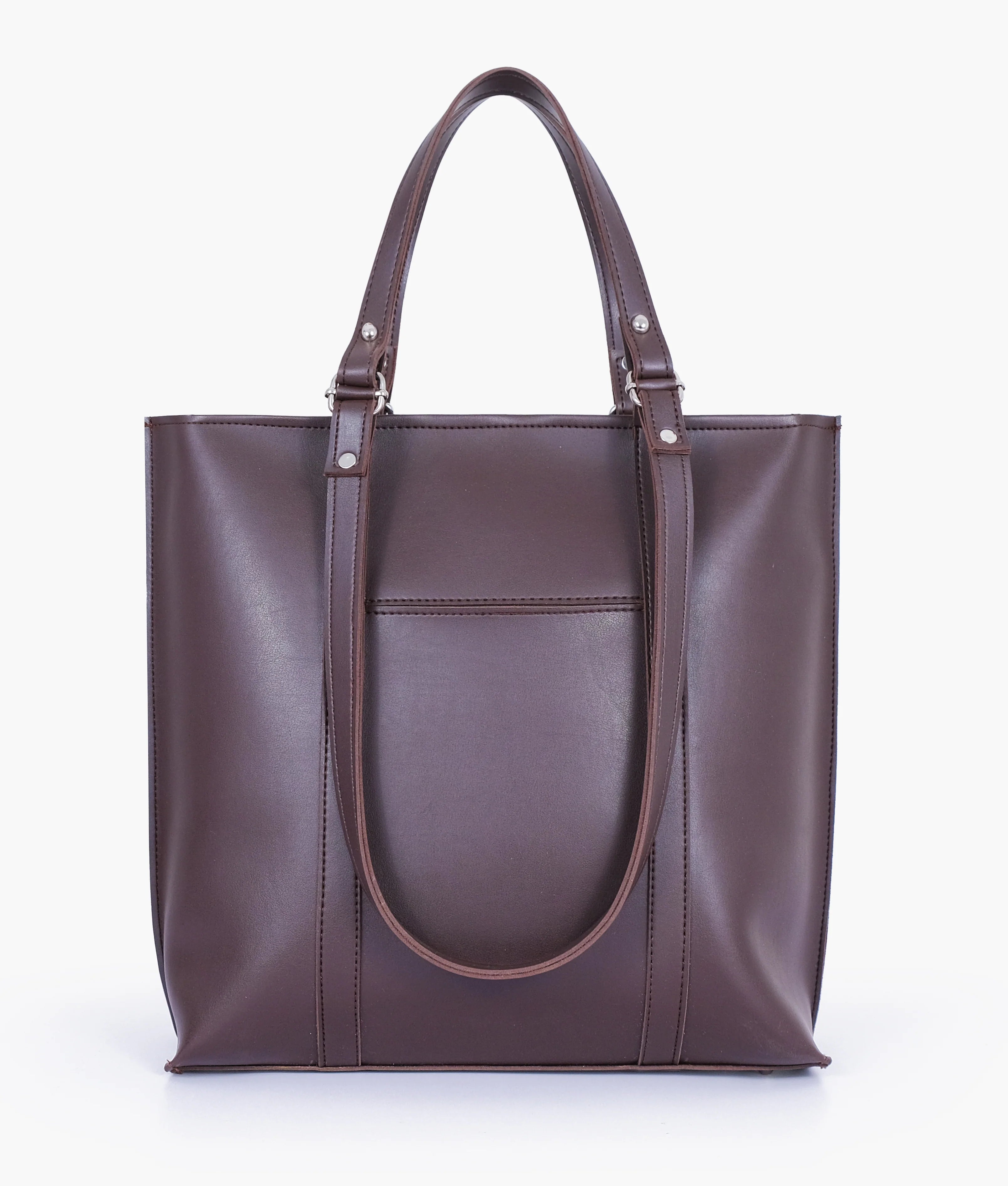 Dark Brown Double Handle Tote Bag