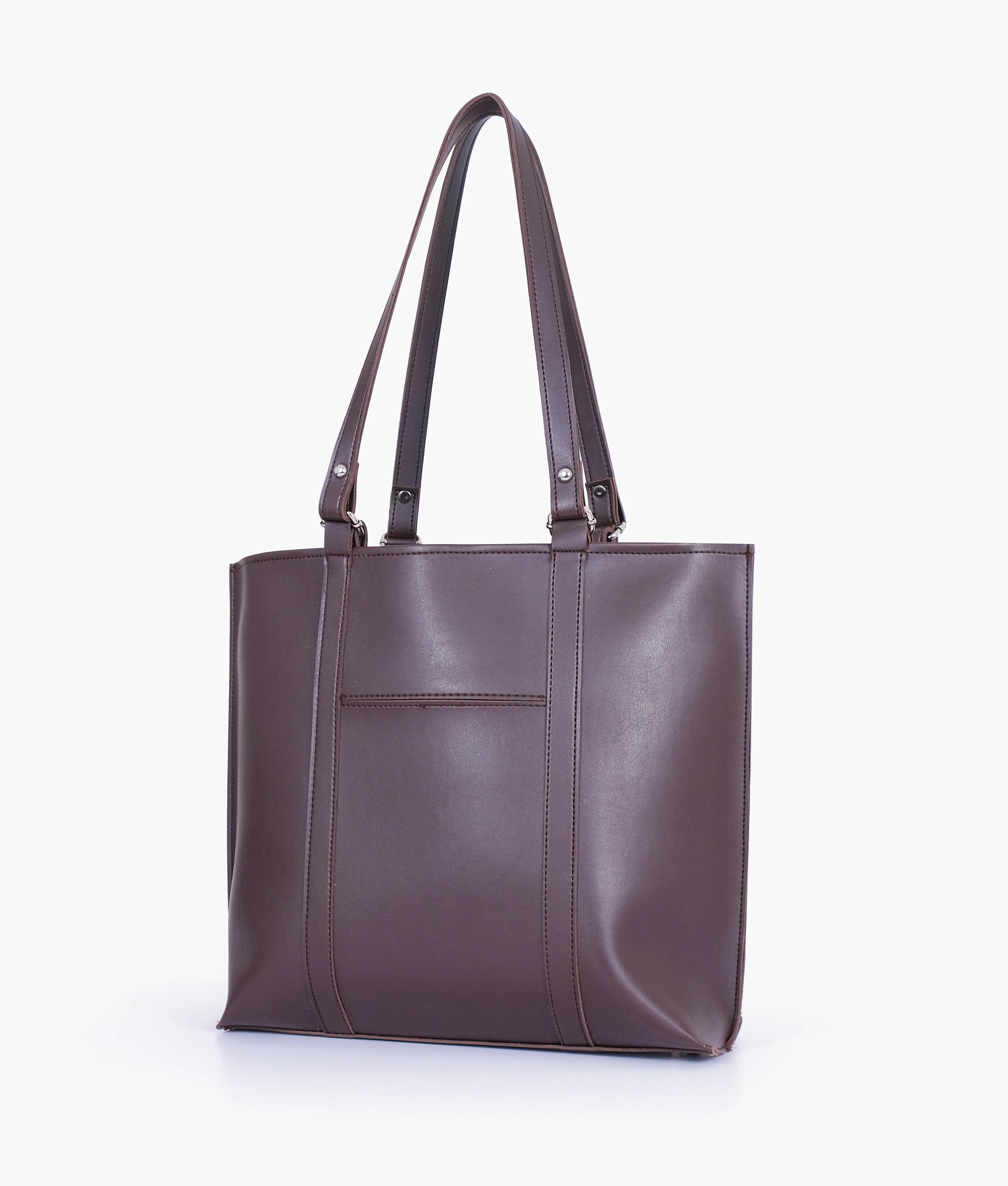 Dark Brown Double Handle Tote Bag