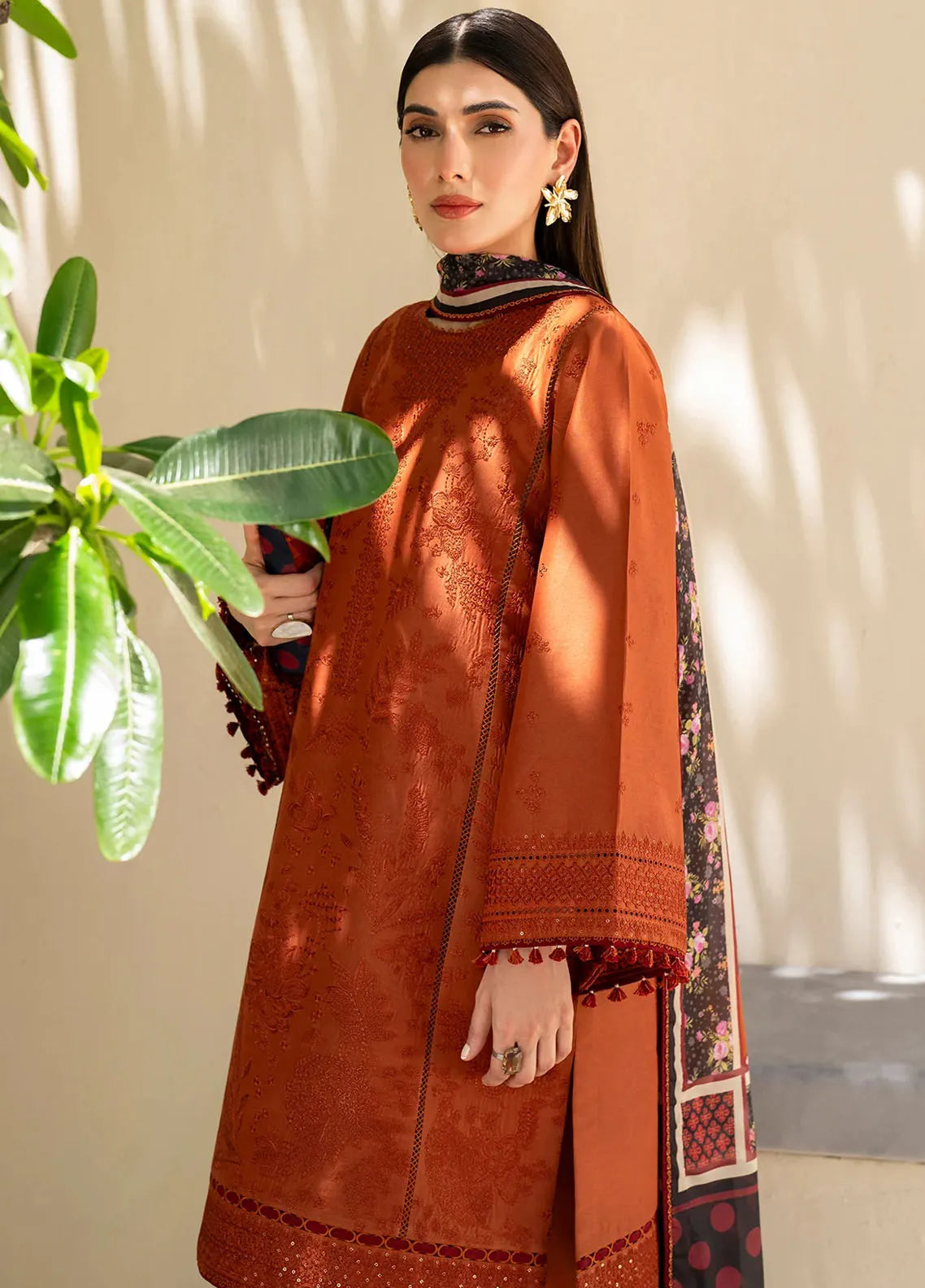 JAZMIN 3PC Lawn Embroidered With Printed Dupatta-472