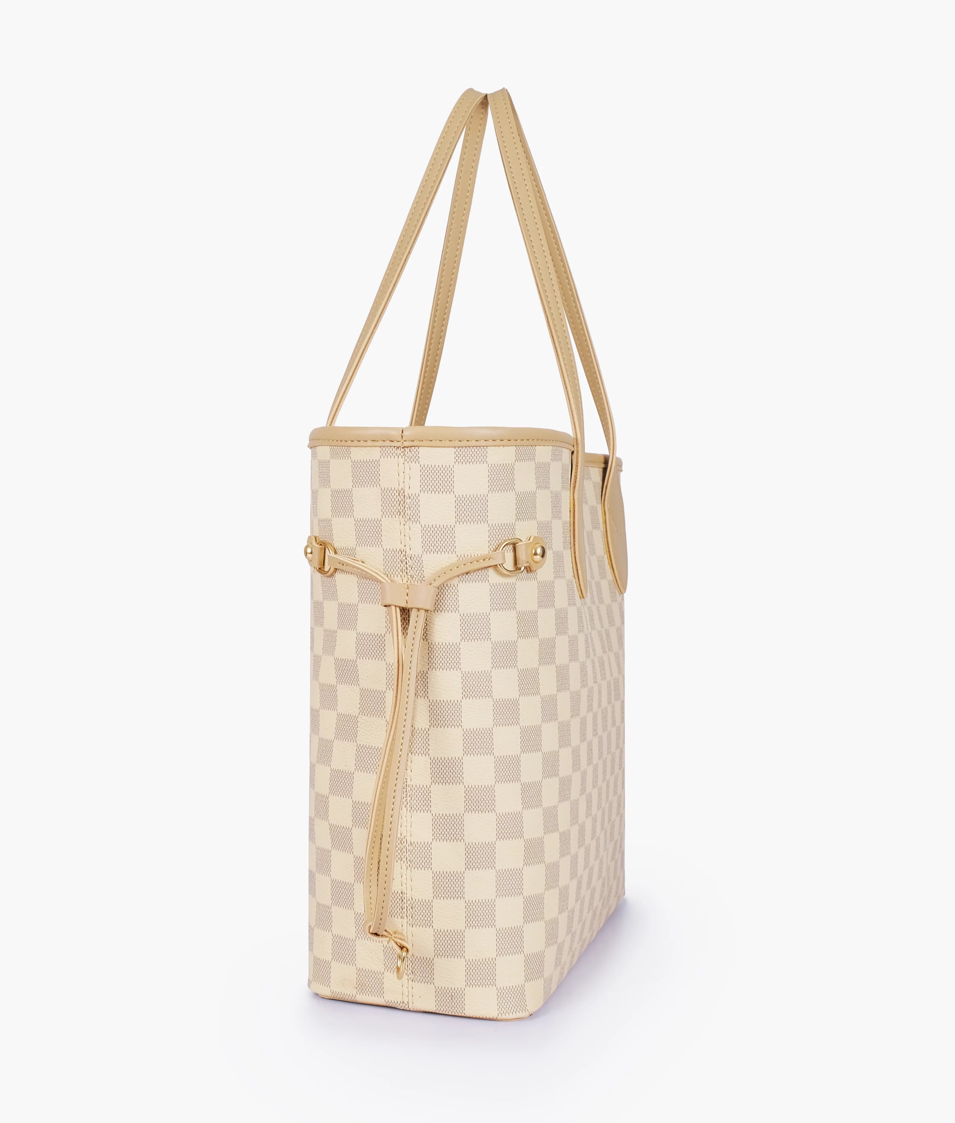 Off-white checkered tote bag